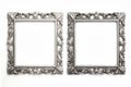 Two silver frames and white background with silver frame. Generative AI Royalty Free Stock Photo