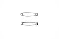 Two silver safety pins on white background Royalty Free Stock Photo