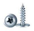 Two silver screws toned grey Royalty Free Stock Photo