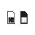 Two SIM card icons. Mobile phone element. Outline solid Vector set. Technology graphic object. Royalty Free Stock Photo