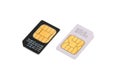 Two SIM cards for cellular phones isolated