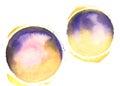 Two similar multicolored rounds. Colorful watercolor sphere. Royalty Free Stock Photo