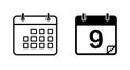 Two simple calendar icons on a white background. The icon on the left features a