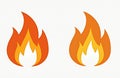 Two simple orange flame icons. Isolated balefire symbol on white background. It is a fire visual illustration. Design is suitable Royalty Free Stock Photo