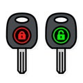 Two simple outline car keys with lock icons Royalty Free Stock Photo