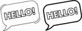 Two Outline Speech Bubbles with HELO Text and One Bold Outline hello message Royalty Free Stock Photo