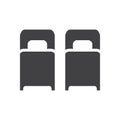 Two single beds icon, filled flat sign, solid glyph pictogram