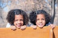 Two sisters on bench