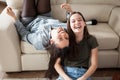 Two sisters having fun at home Royalty Free Stock Photo