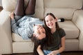 Two sisters having fun at home Royalty Free Stock Photo