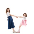 Two sisters in holiday dresses Royalty Free Stock Photo