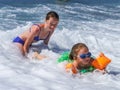 Two sisters playing in the sea, Nice Royalty Free Stock Photo