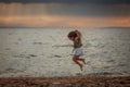 Two sisters on the shore of the sea