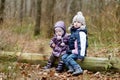 Two sisters sitting on a log Royalty Free Stock Photo