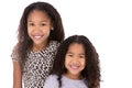 Two sisters on white background