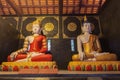 two sitting statues Buddha in Wat Chedi Luang Chiang Mai Royalty Free Stock Photo
