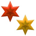 two six-pointed stars, red and yellow Royalty Free Stock Photo