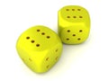 Two sixes Gold Dice on White Background Royalty Free Stock Photo