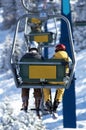 Two skiers on elevator Royalty Free Stock Photo