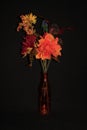 New England Fall Color Flowers, In Orange Vase,