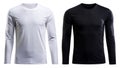 Two black and white long sleeve t-shirt mock up. AI generated Illustration Royalty Free Stock Photo