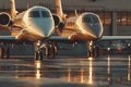 Elegance in Flight Two Private Jets Aligned on the Tarmac Royalty Free Stock Photo