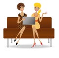 Two slender business woman with notebook