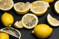 Two Sliced Lemons on Black Surface Royalty Free Stock Photo