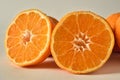 Two sliced oranges