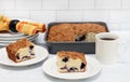 Two slices of blueberry coffee cake Royalty Free Stock Photo