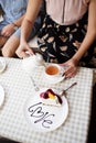 Two slices of a cheesecake for a young couple in love Royalty Free Stock Photo