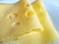 Two slices of fresh emental cheese Royalty Free Stock Photo