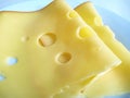 Two slices of fresh emental cheese Royalty Free Stock Photo