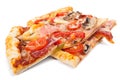 Two slices of meat and vegetables pizza Royalty Free Stock Photo