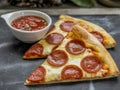 Pepperoni Pizza Slices with Dipping Sauce Royalty Free Stock Photo