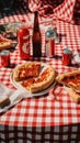 Two slices of pizza on a plate on a table. Generative AI image.