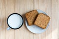 Toast Bread and Tin Mug of Milk Royalty Free Stock Photo