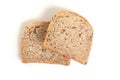 two slices of toast bread on white isolated background Royalty Free Stock Photo