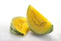 Two slices of yellow watermelon Royalty Free Stock Photo