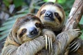Two Sloths Hanging From a Tree