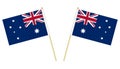 Small Australian flags isolated on white background, vector illustration. Mini flag of Australia on pole Royalty Free Stock Photo