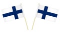 Small Finnish flags isolated on white background, vector illustration. Flag of Finland on pole Royalty Free Stock Photo