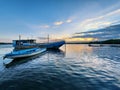 Two small fishing boats in the harbor Royalty Free Stock Photo