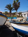 Two small fishing boats on a harbor Royalty Free Stock Photo