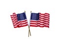Two American flags on white background Royalty Free Stock Photo