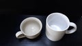 Small, large, old-fashioned ceramic mugs until two ivory patterns are broken, Royalty Free Stock Photo