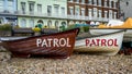 Two Small Patrol Boats on the Beach Royalty Free Stock Photo