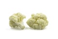 Two small pieces fresh organic cauliflower on white isolated background with clipping path. Cauliflower have high carbohydrate and Royalty Free Stock Photo