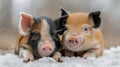 Two Small Pigs Laying on Top of a Pile of Wood