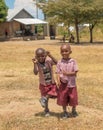 Funny african school children greeting